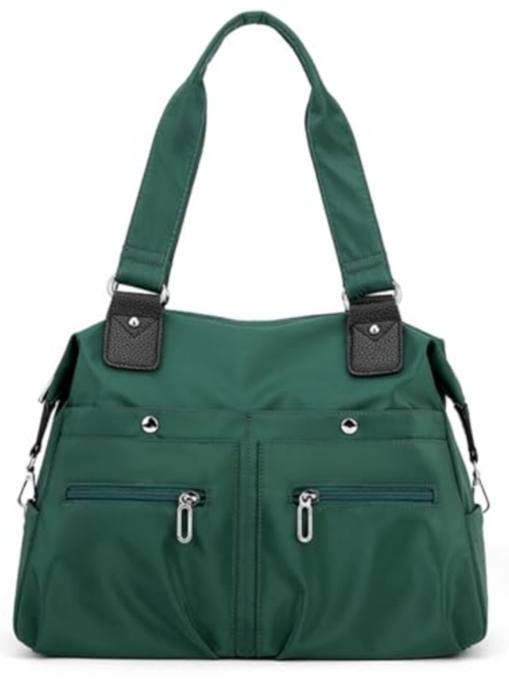 Nylon Tote Bag Large Capacity Waterproof Multi-Pocket Shoulder Purse Zippers